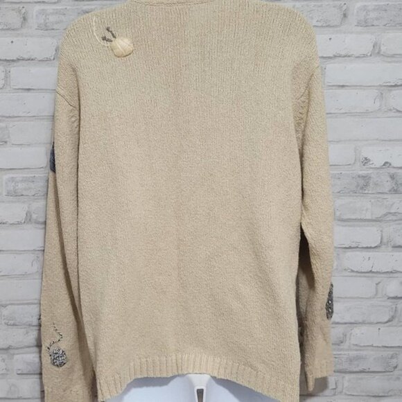 Talbots Knitting Theme Knit Sweater with Embellishments Yarn Craft Womens Medium - Picture 3 of 4